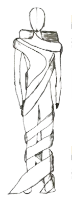 Skitsering af kjole på krop