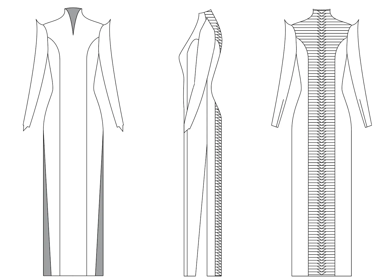 Arbejdstegning af kjolen
