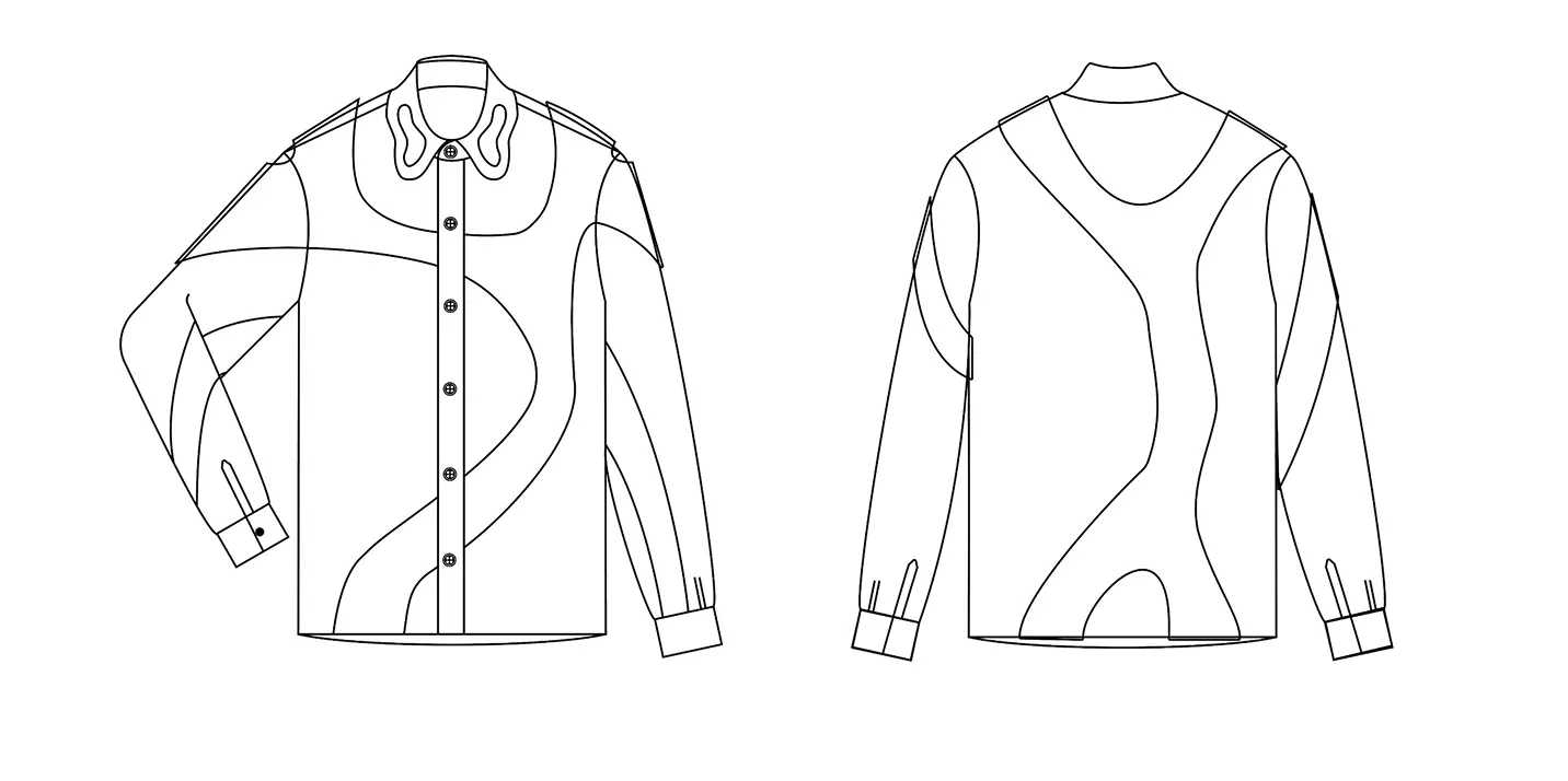 Arbejdstegning af skjorten